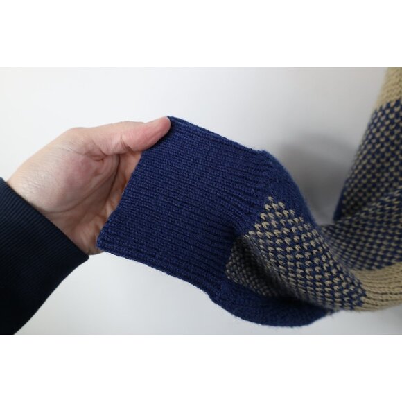 Vintage 90s Streetwear Mens Large Wool Blend Knit Checkered Crewneck Sweater - Picture 7 of 10